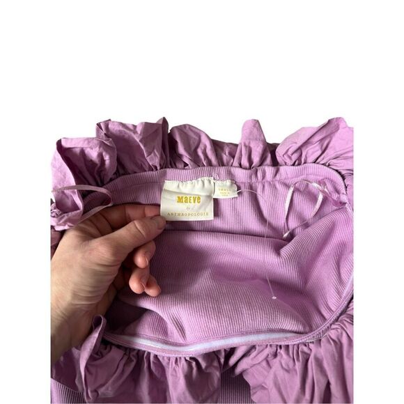 Anthropologie Maeve Poplin Ruffle Top strapless size S Lavender Purple - Picture 5 of 9
